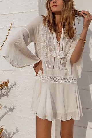 Lace Flares Mini Cover Dress - girlyrose.com
