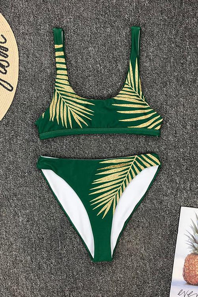 Leaf Print Bikini Set - girlyrose.com