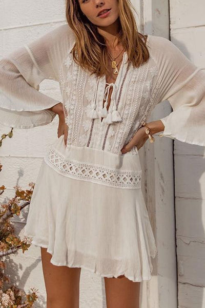 Lace Flares Mini Cover Dress - girlyrose.com