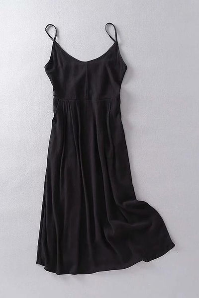 Solid Pockets Slip Dress - girlyrose.com