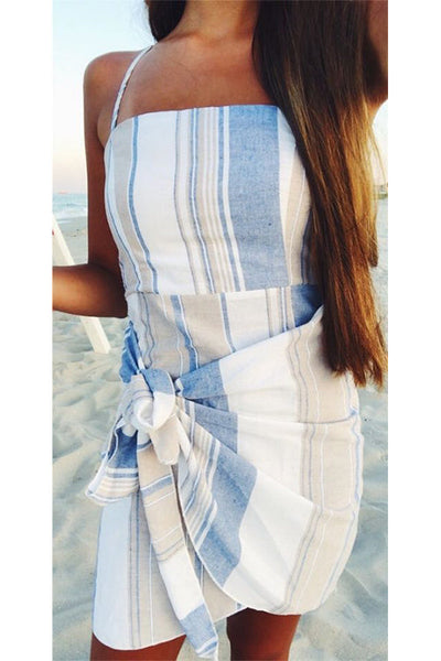 Sunshine Day Chambray Stripe Slip Mini Dress