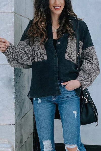 Leopard Patchwork Denim Jackets - girlyrose.com