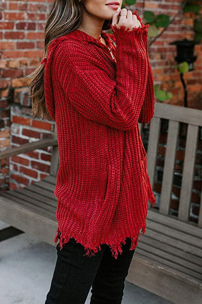 Fashion Casual Adult Solid Cardigan Hooded Collar Tops(6 Colors)