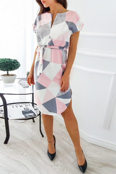 Casual Print Patchwork Irregular Dress Dresses