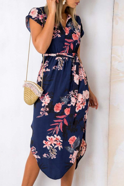 Casual Print Patchwork Irregular Dress Dresses