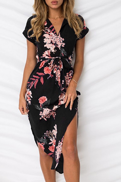 Casual Print Patchwork Irregular Dress Dresses