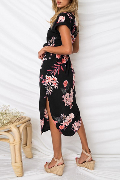 Casual Print Patchwork Irregular Dress Dresses