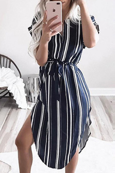 Casual Print Patchwork Irregular Dress Dresses