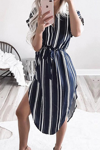 Casual Print Patchwork Irregular Dress Dresses