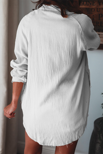 Casual Solid Patchwork Buckle V Neck Blouses
