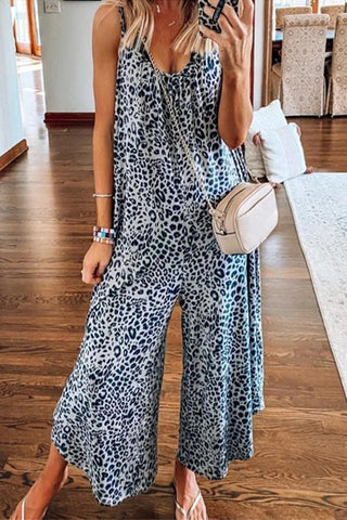Leopard Loose Slip Jumpsuits - girlyrose.com