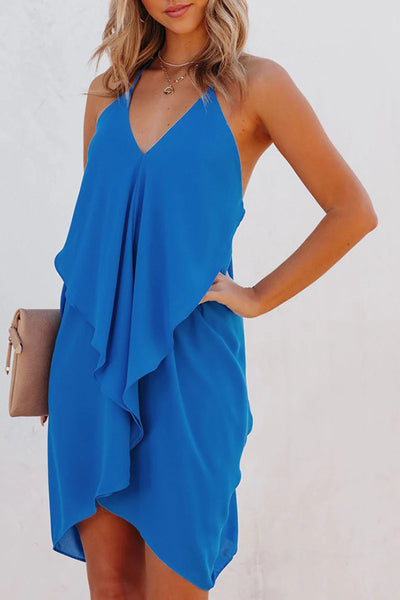 Casual Solid Patchwork Spaghetti Strap Straight Dresses