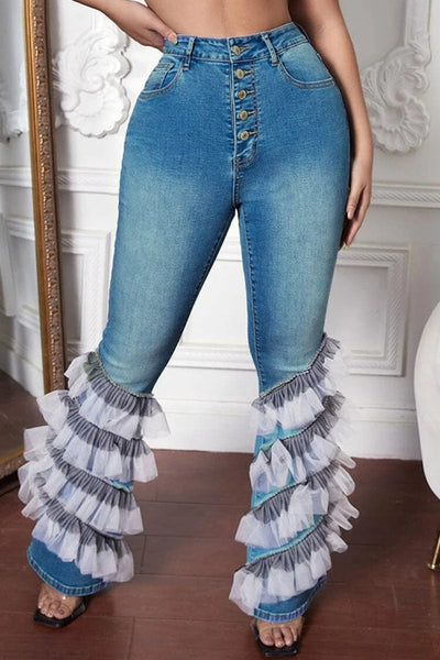 Casual Street Solid Patchwork High Waist Denim Jeans