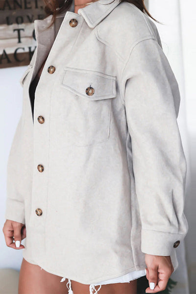 Fashion Solid Buckle Turndown Collar Blouses