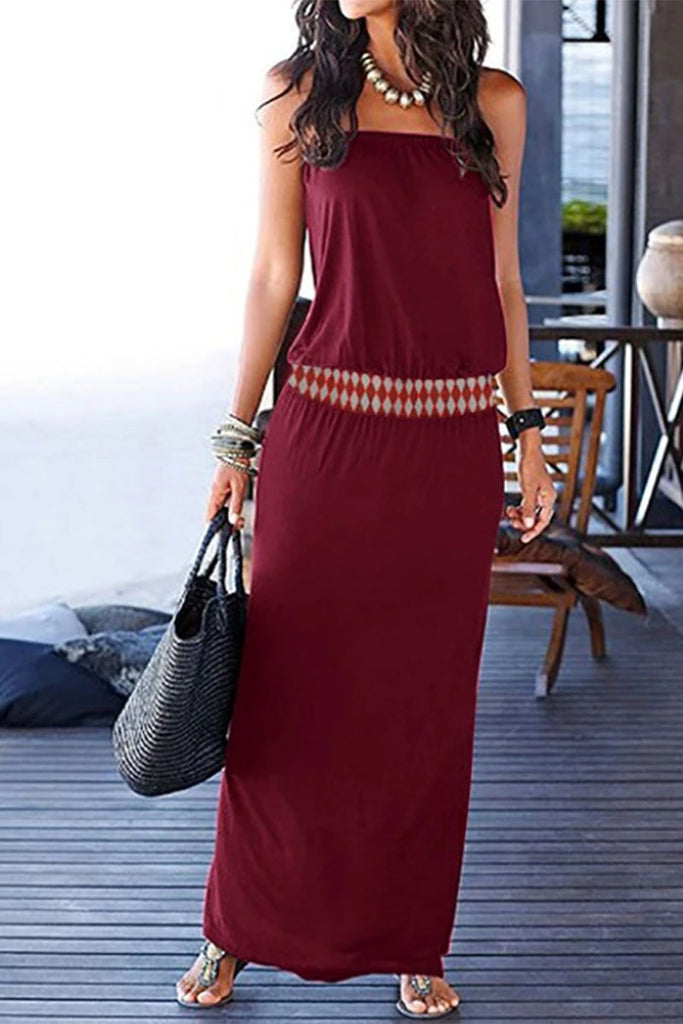 Fashion Elegant Solid Patchwork Off the Shoulder One Step Skirt Dresses