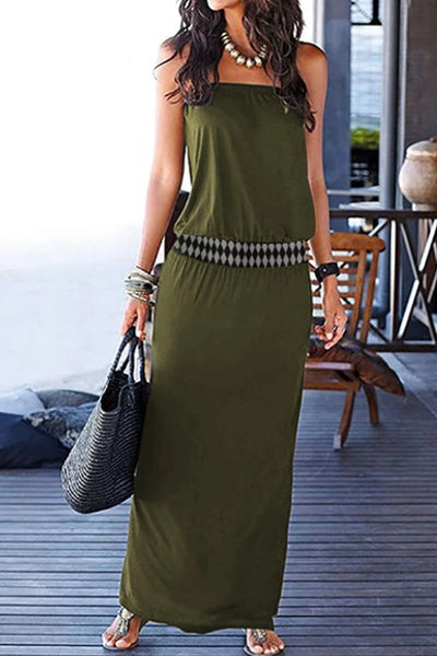 Fashion Elegant Solid Patchwork Off the Shoulder One Step Skirt Dresses