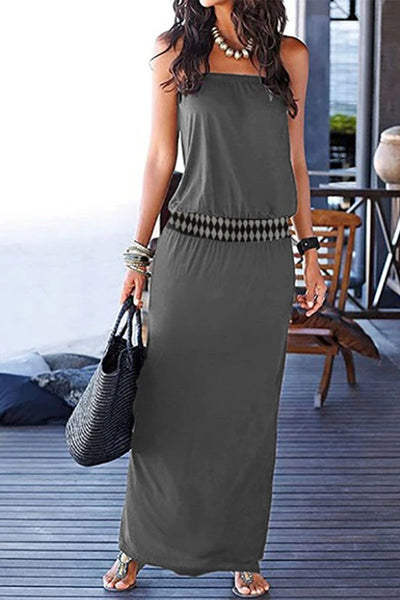 Fashion Elegant Solid Patchwork Off the Shoulder One Step Skirt Dresses