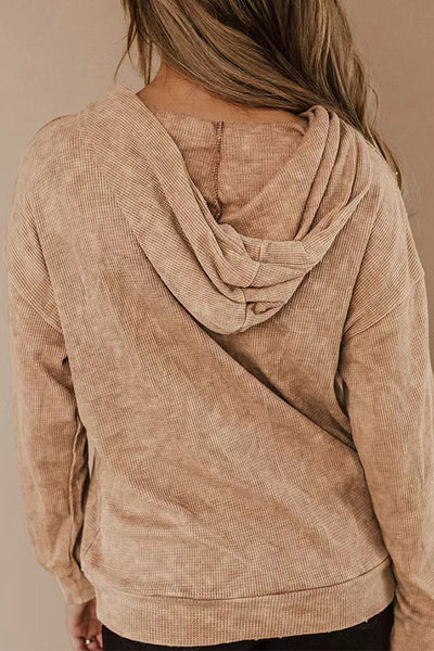Everything's Rosy Ribbed Hooded Top