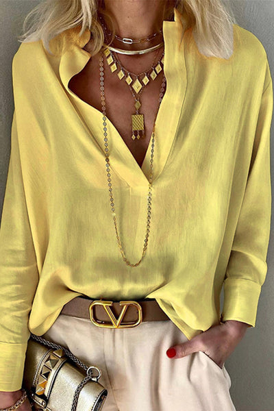 Fashion Casual Solid Solid Color Mandarin Collar Tops