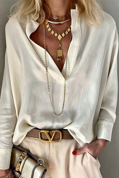 Fashion Casual Solid Solid Color Mandarin Collar Tops