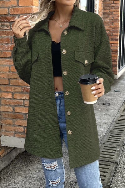 Casual Work Solid Patchwork Buttons POLO collar Outerwear