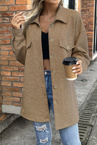 Casual Work Solid Patchwork Buttons POLO collar Outerwear