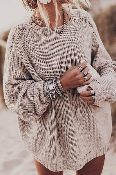 Casual Street Solid Color O Neck Sweaters(6 Colors)