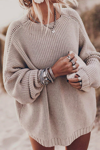 Casual Street Solid Color O Neck Sweaters(6 Colors)