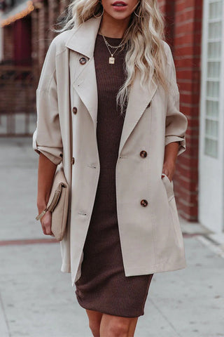 Casual Work Solid Pocket Turndown Collar Outerwear(4 Colors)