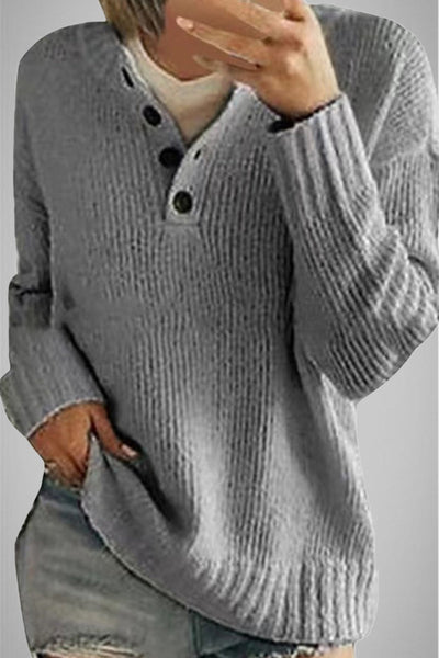 Casual Solid Color V Neck Sweaters(4 Colors)
