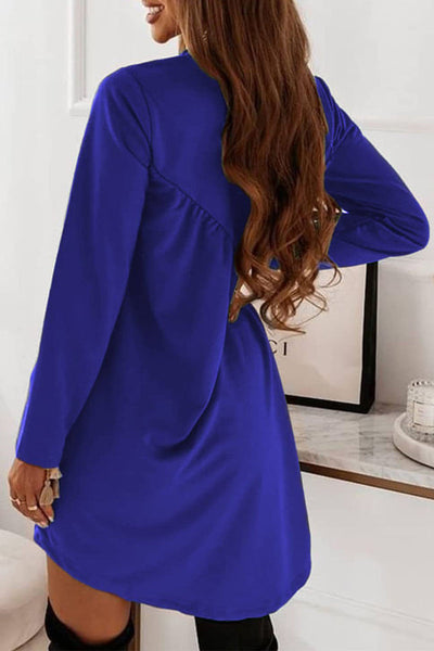 Casual Solid Fold O Neck Irregular Dress Dresses