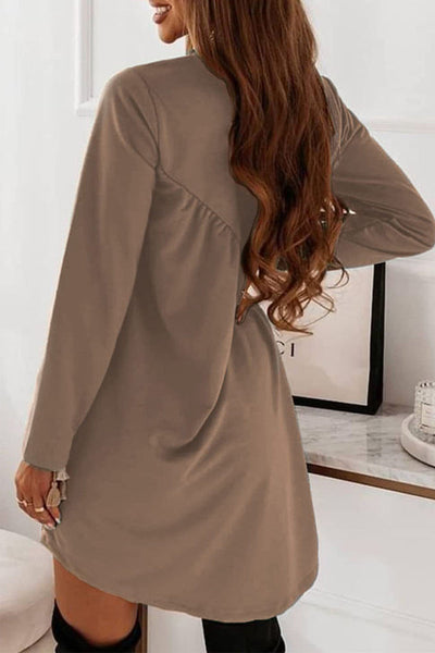 Casual Solid Fold O Neck Irregular Dress Dresses