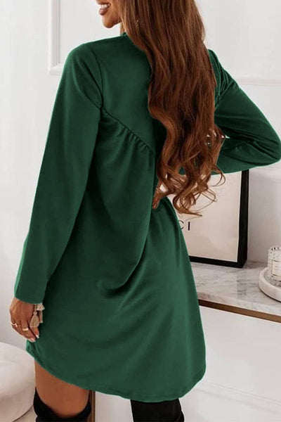 Casual Solid Fold O Neck Irregular Dress Dresses