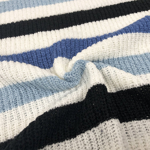 Casual Striped Patchwork Contrast O Neck Tops