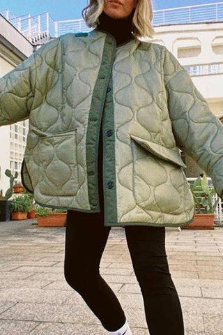 Casual Solid Patchwork O Neck Outerwear