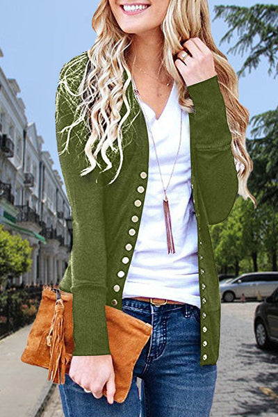Casual Solid Buttons Solid Color Cardigan Collar Tops
