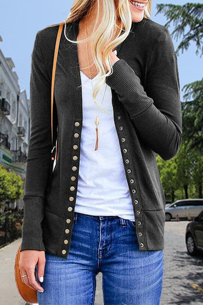 Casual Solid Buttons Solid Color Cardigan Collar Tops