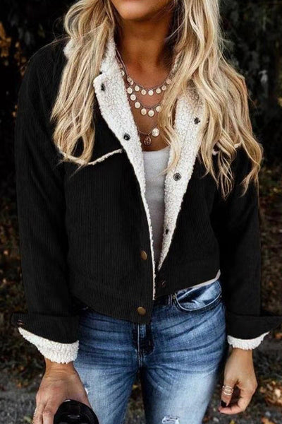 Solid Patchwork Turndown Collar Outerwear(3 Colors)