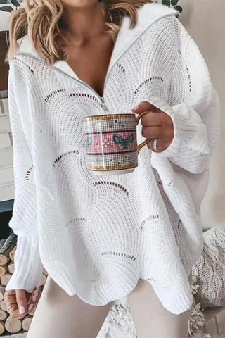 Casual Street Solid Zipper V Neck Tops