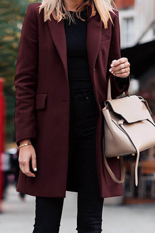 Casual Solid Solid Color Turn-back Collar Outerwear