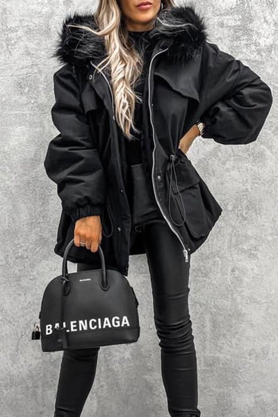 Street Punk Color Block Patchwork Mandarin Collar Outerwear