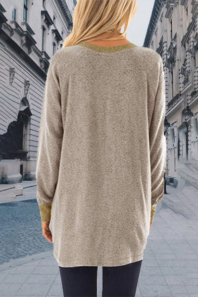 Casual Elegant Solid Contrast O Neck Tops