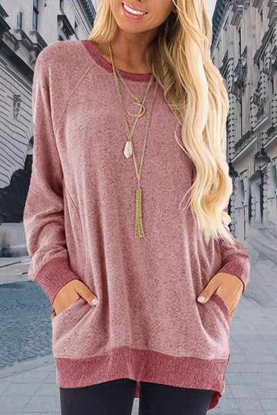Casual Elegant Solid Contrast O Neck Tops