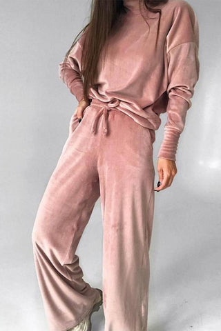 Casual Solid Solid Color Turtleneck Long Sleeve Two Pieces