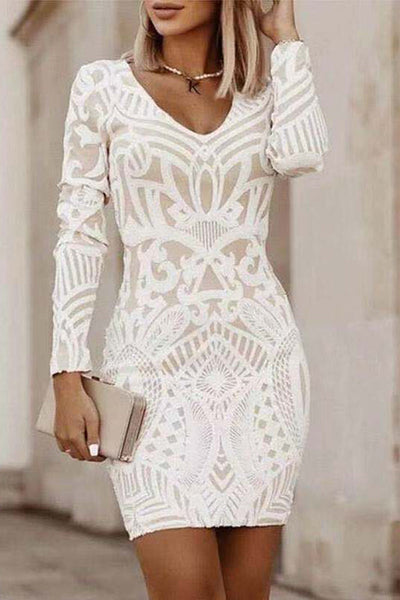 Patchwork Embroidered V Neck A Line Dresses