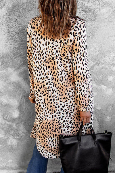 Casual Print Leopard Cardigan Outerwear