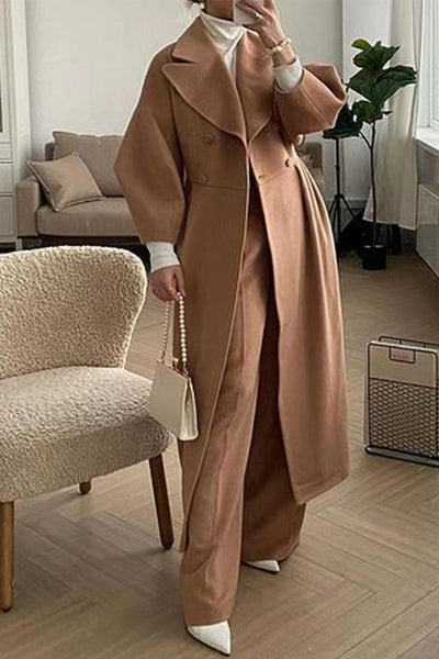 Elegant Solid Solid Color Turndown Collar Outerwear