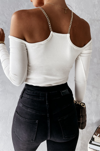 Sexy Solid Chains Halter Tops