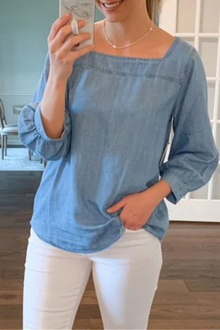 Street Solid Solid Color Boat Neck Tops