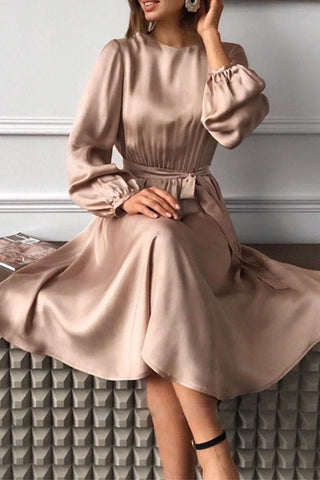 Elegant Solid Solid Color O Neck A Line Dresses